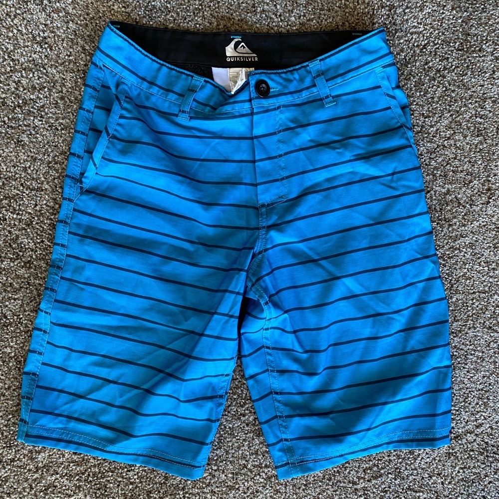Quiksilver boys swim trunks, size 14, blue with navy blue stripes